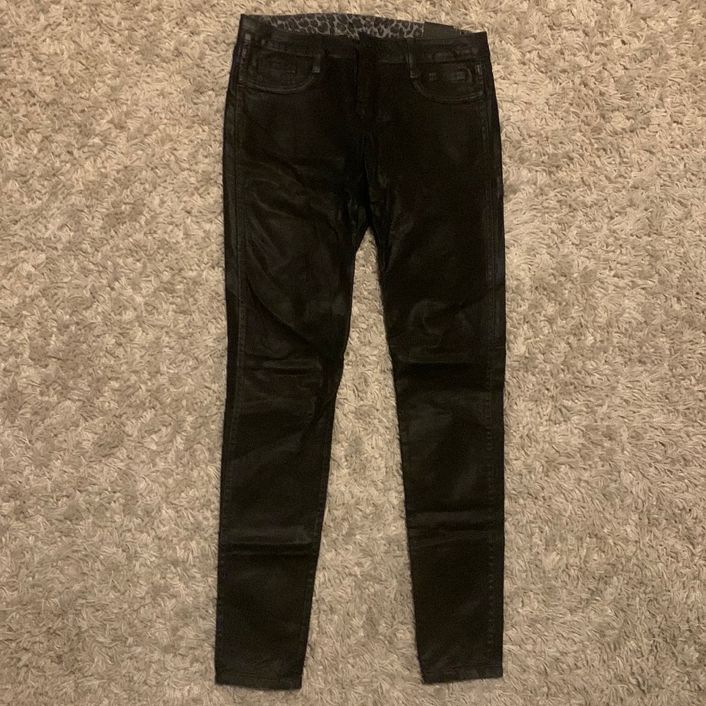 Bleulab reversible jeans, black coating/gray cheetah print. Gently used, size 27